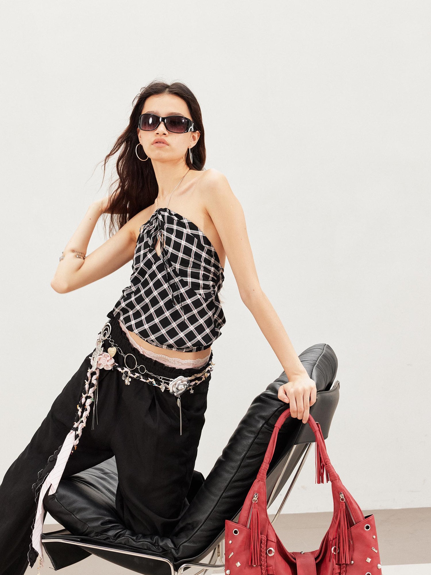 2th Desire Vintage Snake Print Ruffle Tie Up Crop Top