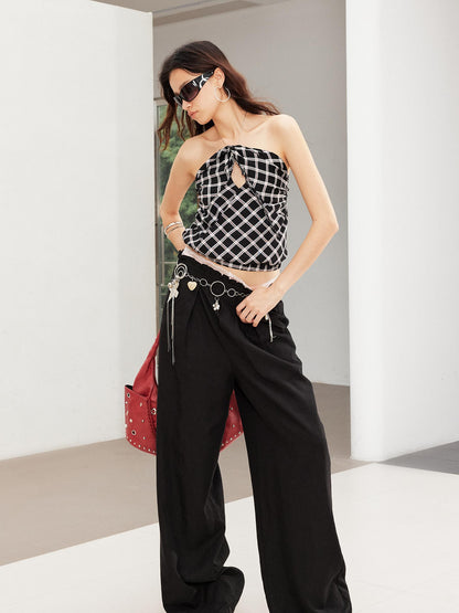 2th Desire Vintage Snake Print Ruffle Tie Up Crop Top