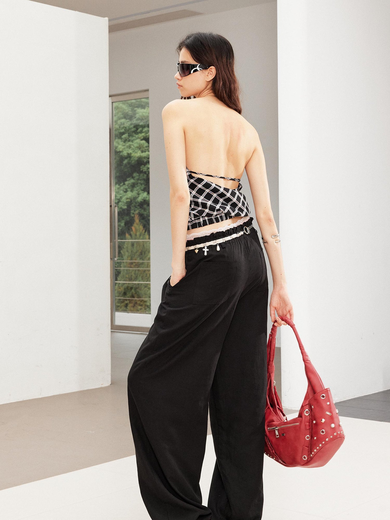 2th Desire Vintage Snake Print Ruffle Tie Up Crop Top
