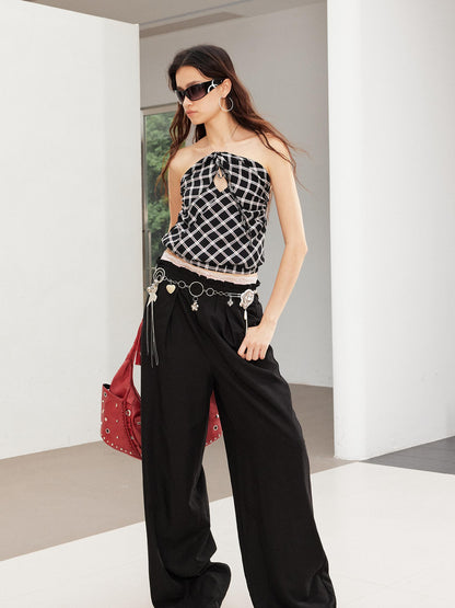 2th Desire Vintage Snake Print Ruffle Tie Up Crop Top