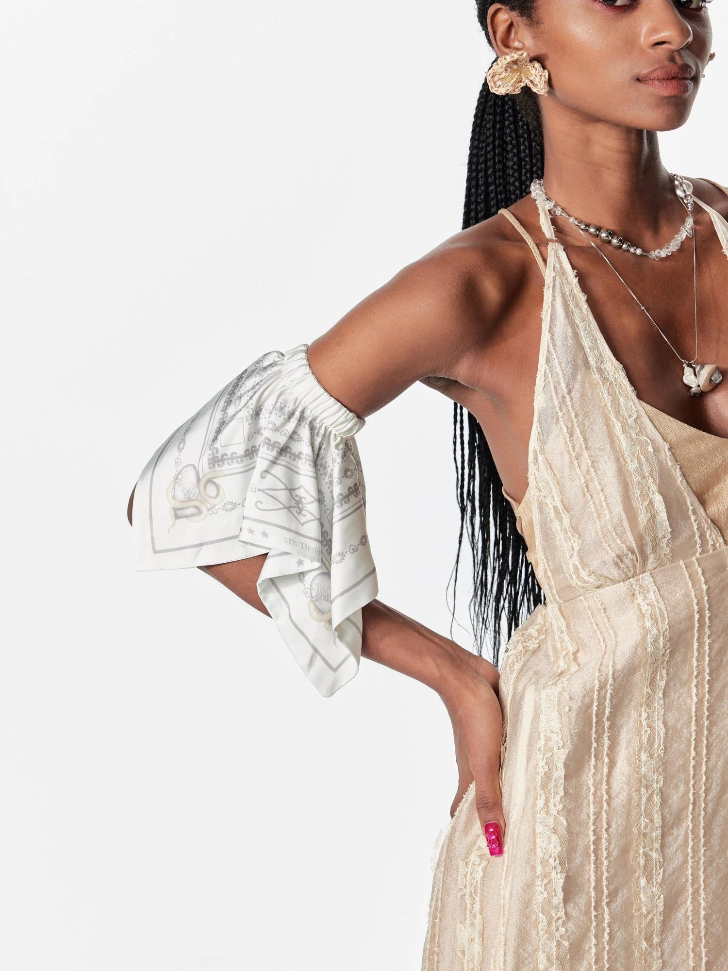 Vintage Snake Year Fair Isle Print Scarf Headband