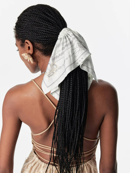 Vintage Snake Year Fair Isle Print Scarf Headband