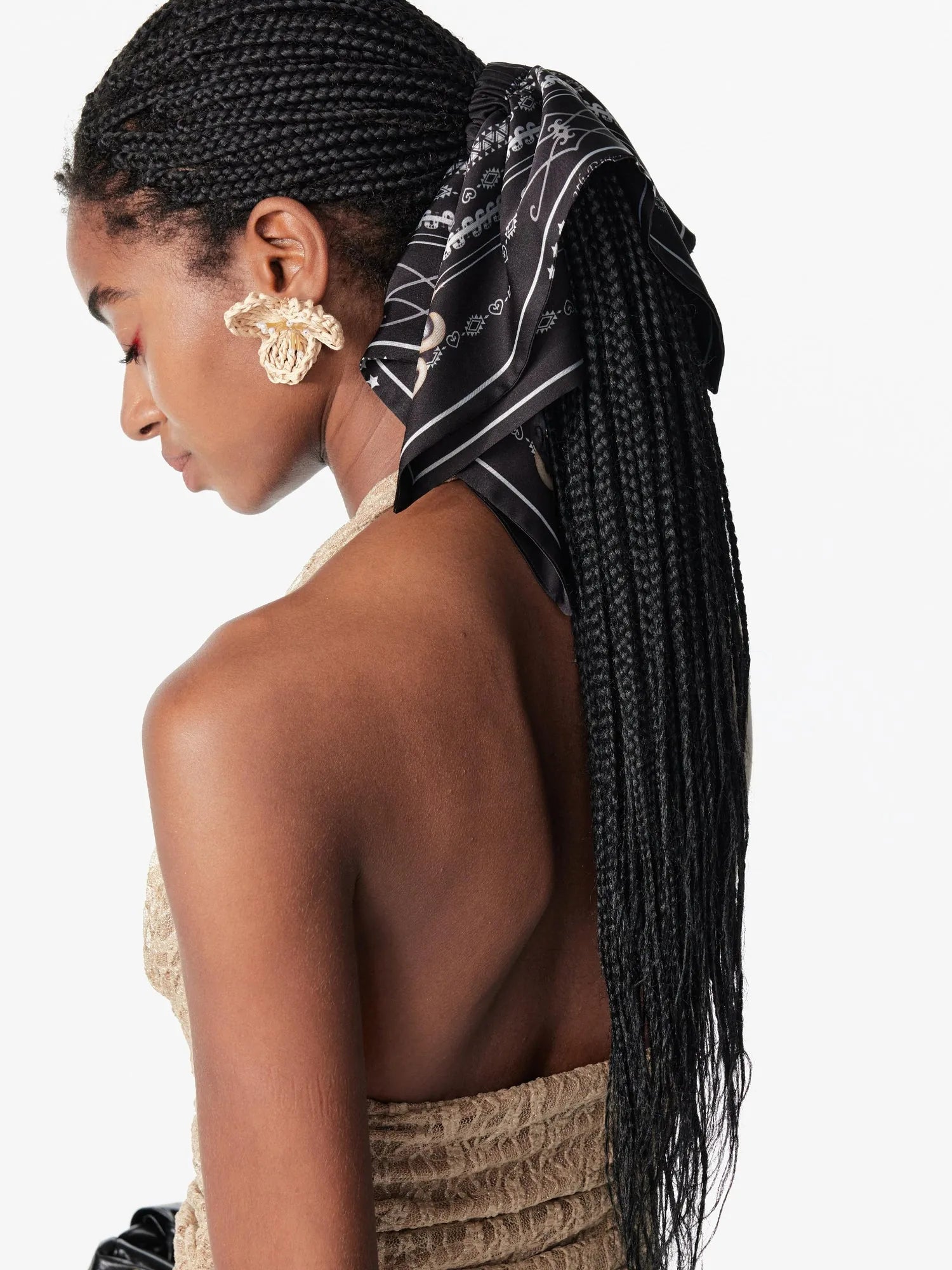 Vintage Snake Year Fair Isle Print Scarf Headband