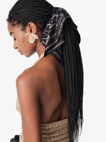 Vintage Snake Year Fair Isle Print Scarf Headband