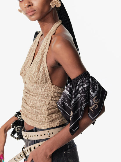 Vintage Snake Year Fair Isle Print Scarf Headband