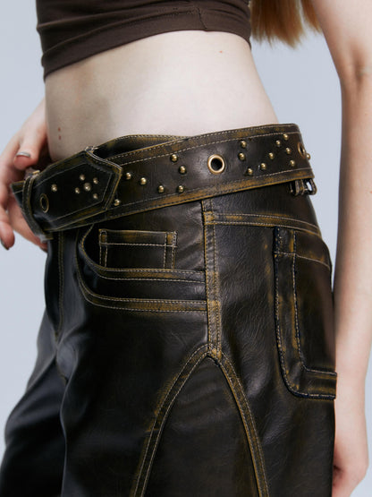2th Desire Vintage Tri Color Metal Rivet Waist Chain Belt