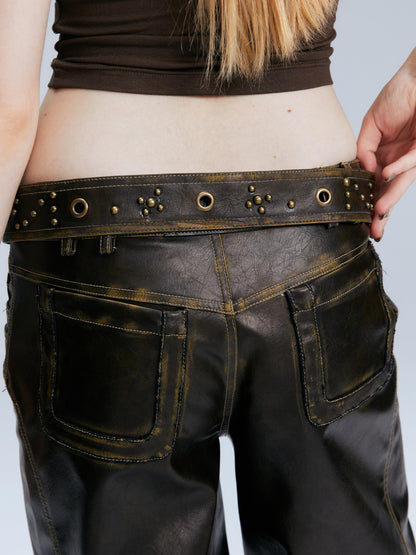 2th Desire Vintage Tri Color Metal Rivet Waist Chain Belt