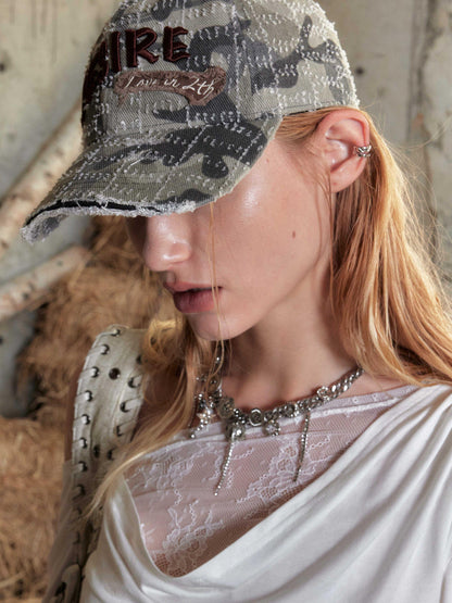 2th Desire Vintage Washed Camo Baseball Cap Adjustable