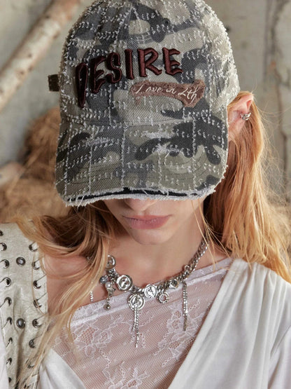 Vintage Washed Camo Baseball Cap Adjustable