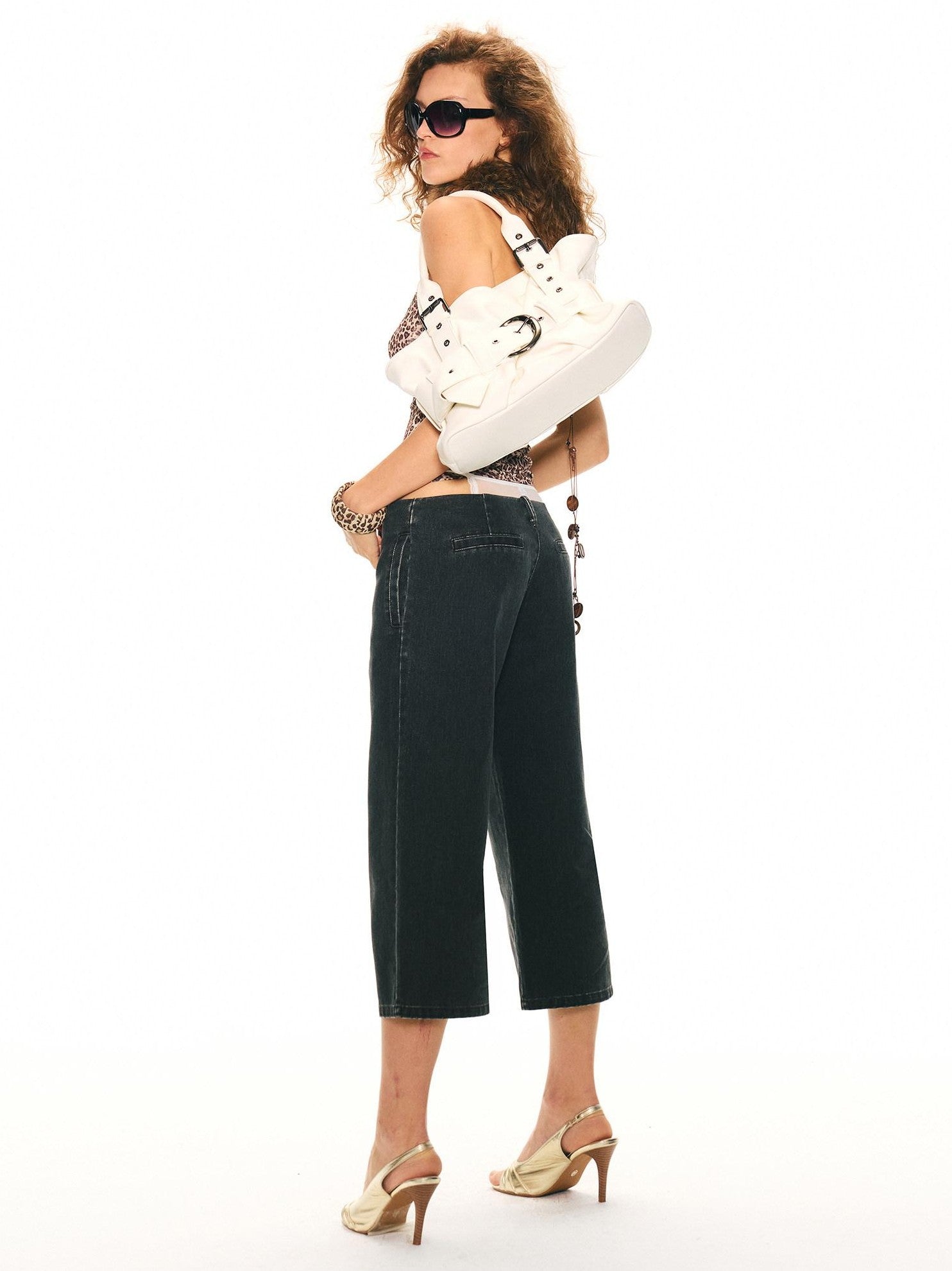 2th Desire Washed Black Grey Distressed Pirate Button High Waist Women&