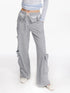 Washed Cargo Pants With Foldable Waist Tie Detail