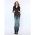 2th Desire Washed Micro Flare Natural Waist Women Cotton Vintage Blue Straight Pants