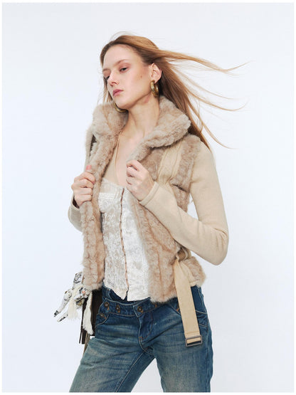 2th Desire Wool Blend Metal Trim Vintage Fitted Waist Women Knitwear Cardigans