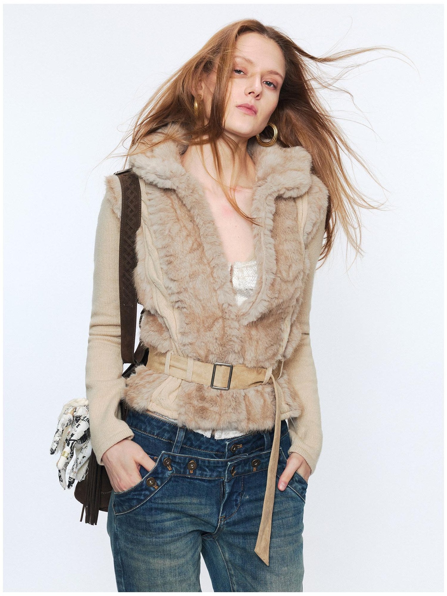 2th Desire Wool Blend Metal Trim Vintage Fitted Waist Women Knitwear Cardigans