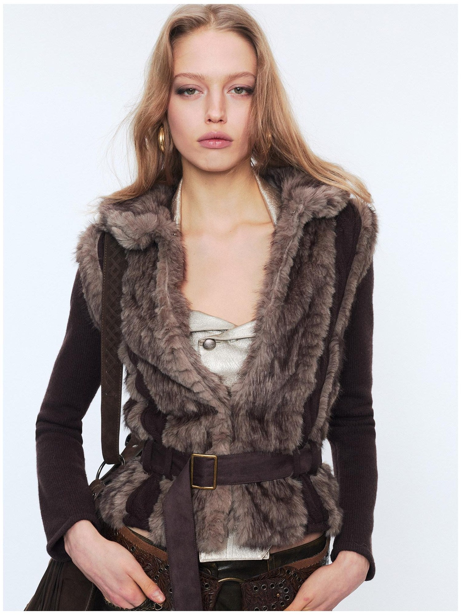 2th Desire Wool Blend Metal Trim Vintage Fitted Waist Women Knitwear Cardigans