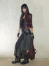 Wool Plaid Lace Irregular Hem Flowy Maxi Skirt