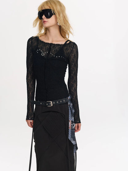 Wrapped Bead Hot Drilled Hollow Punk Slimming Top