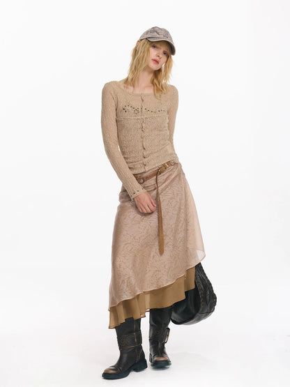 Wrapped Bead Hot Drilled Hollow Punk Slimming Top