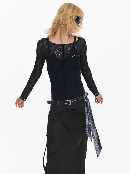 Wrapped Bead Hot Drilled Hollow Punk Slimming Top