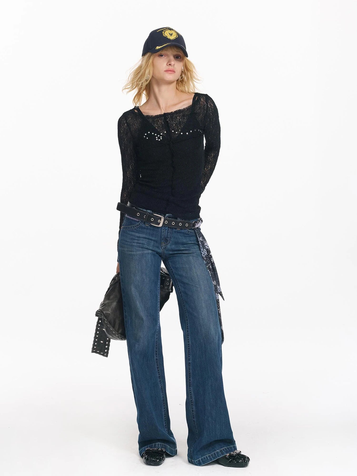 Wrapped Bead Hot Drilled Hollow Punk Slimming Top