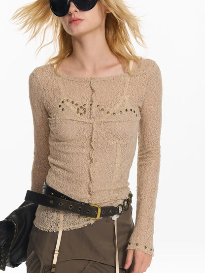 Wrapped Bead Hot Drilled Hollow Punk Slimming Top