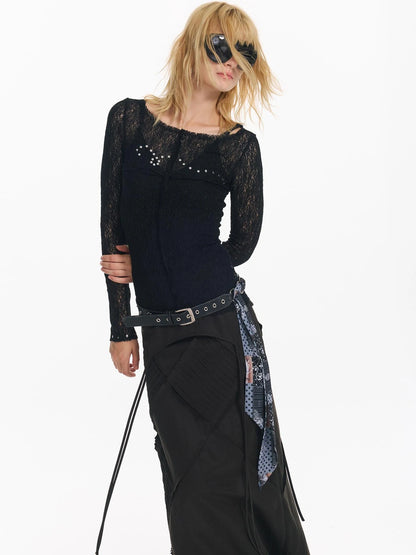 Wrapped Bead Hot Drilled Hollow Punk Slimming Top