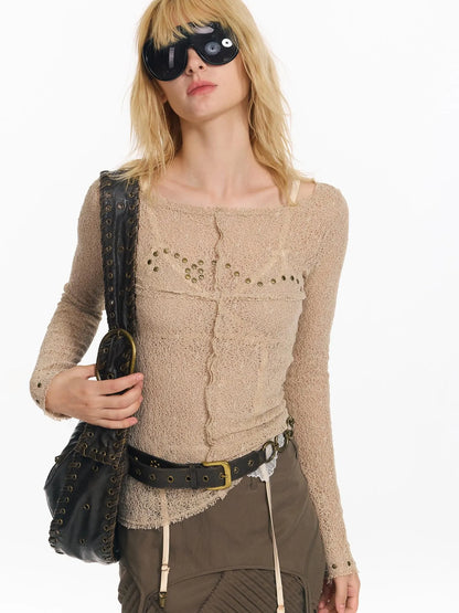 Wrapped Bead Hot Drilled Hollow Punk Slimming Top