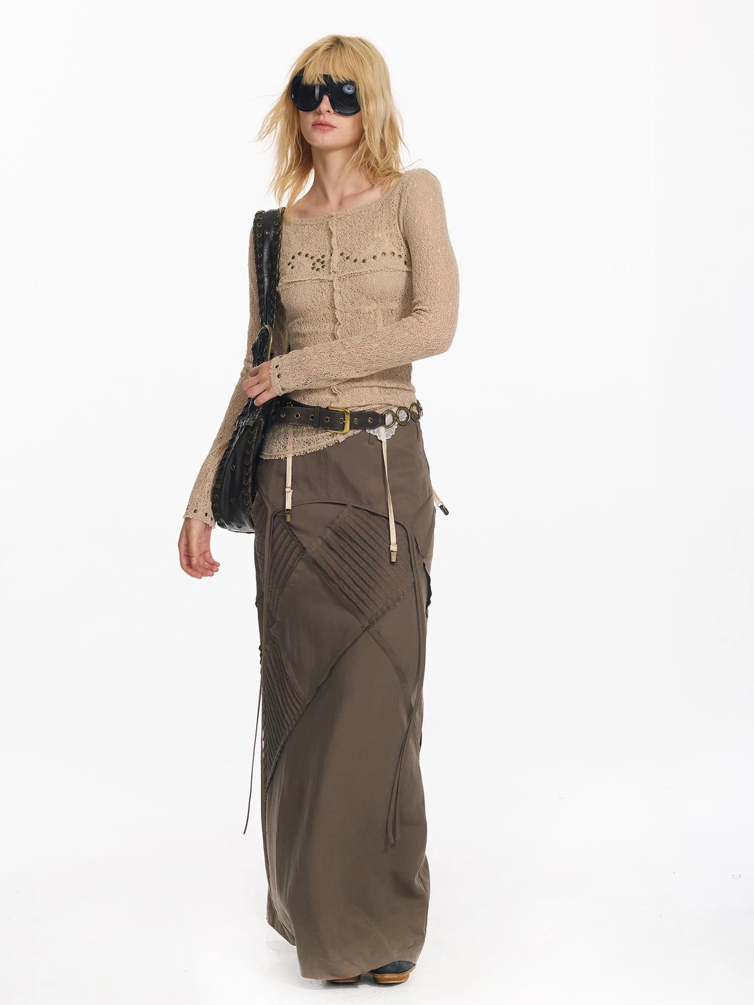 Wrapped Bead Hot Drilled Hollow Punk Slimming Top