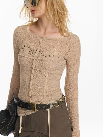 Wrapped Bead Hot Drilled Hollow Punk Slimming Top