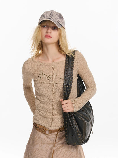 Wrapped Bead Hot Drilled Hollow Punk Slimming Top