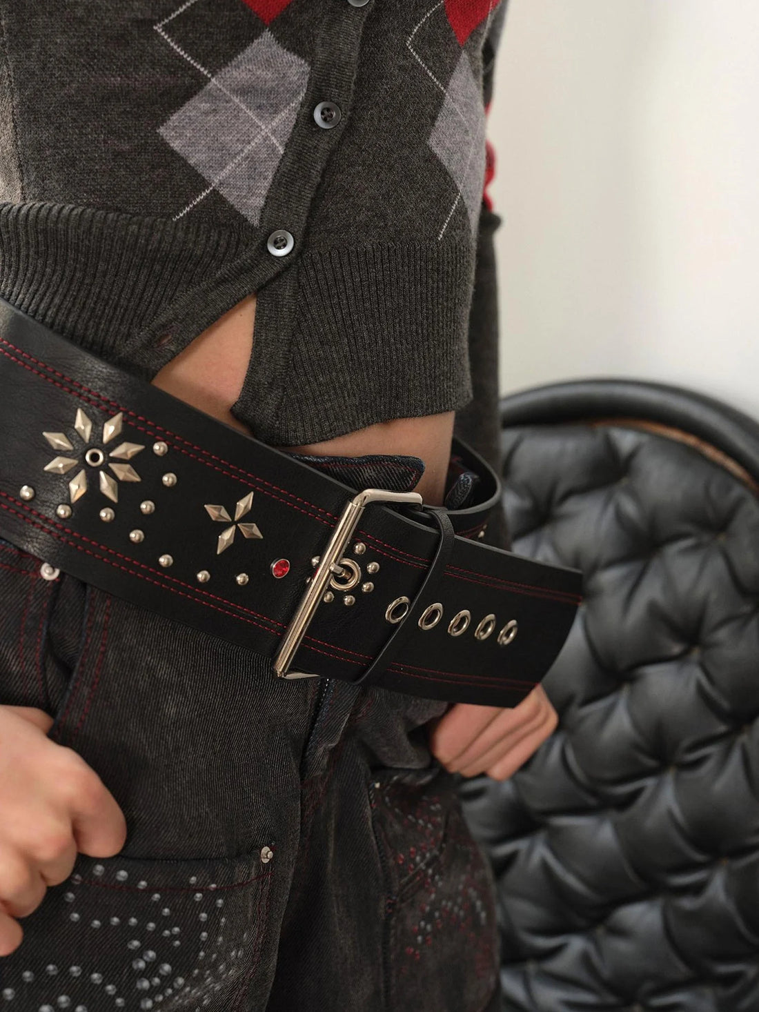 Y2K Rhinestone Studded Vintage Colorful Wide Belt