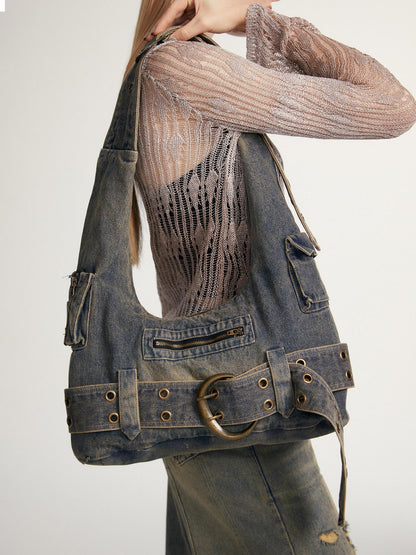 2th Desire Y2K Vintage Denim Crossbody Bag