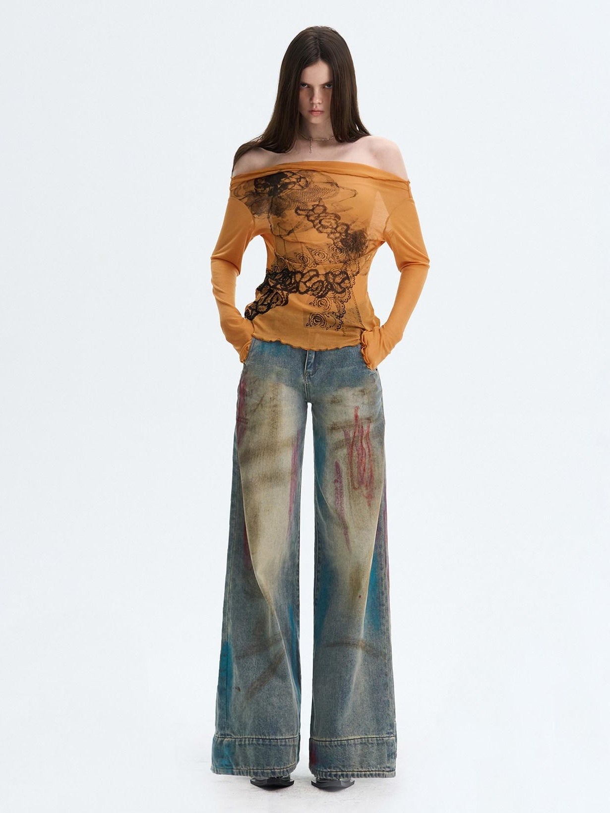 The NeverMore Washed Blue Button Fly Mid Rise Slight Stretch Sexy Straight Leg Jeans