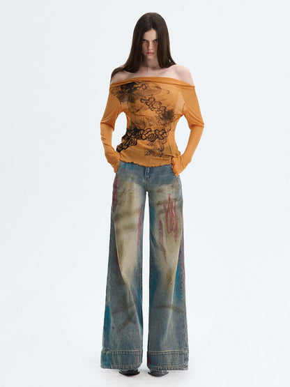 The NeverMore Washed Blue Button Fly Mid Rise Slight Stretch Sexy Straight Leg Jeans