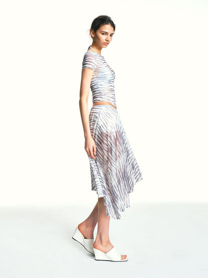 kvkv Zebra Print Asymmetric Mesh Inner Shorts Women&