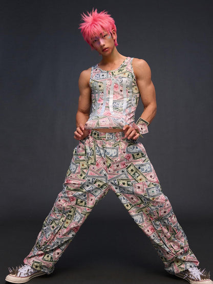CFIERCE Money Print Cargo Multi Pocket Women&