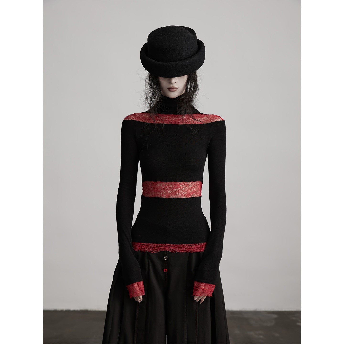 INDULGE_Soft_Lyocell_Wool_Blend_High_Neck_Slim_Fit_Women_Patchwork_Long_Sleeve_T-Shirts_MISSTT