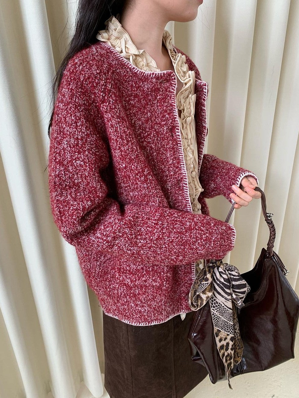 Dorydory Raspberry Contrast Speckled Loose Fit Women&