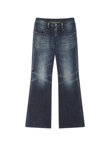 RUN TO THE FUTURE Washed Low Rise Loose Fit Casual Womens Black Stretch Denim Straight Jeans