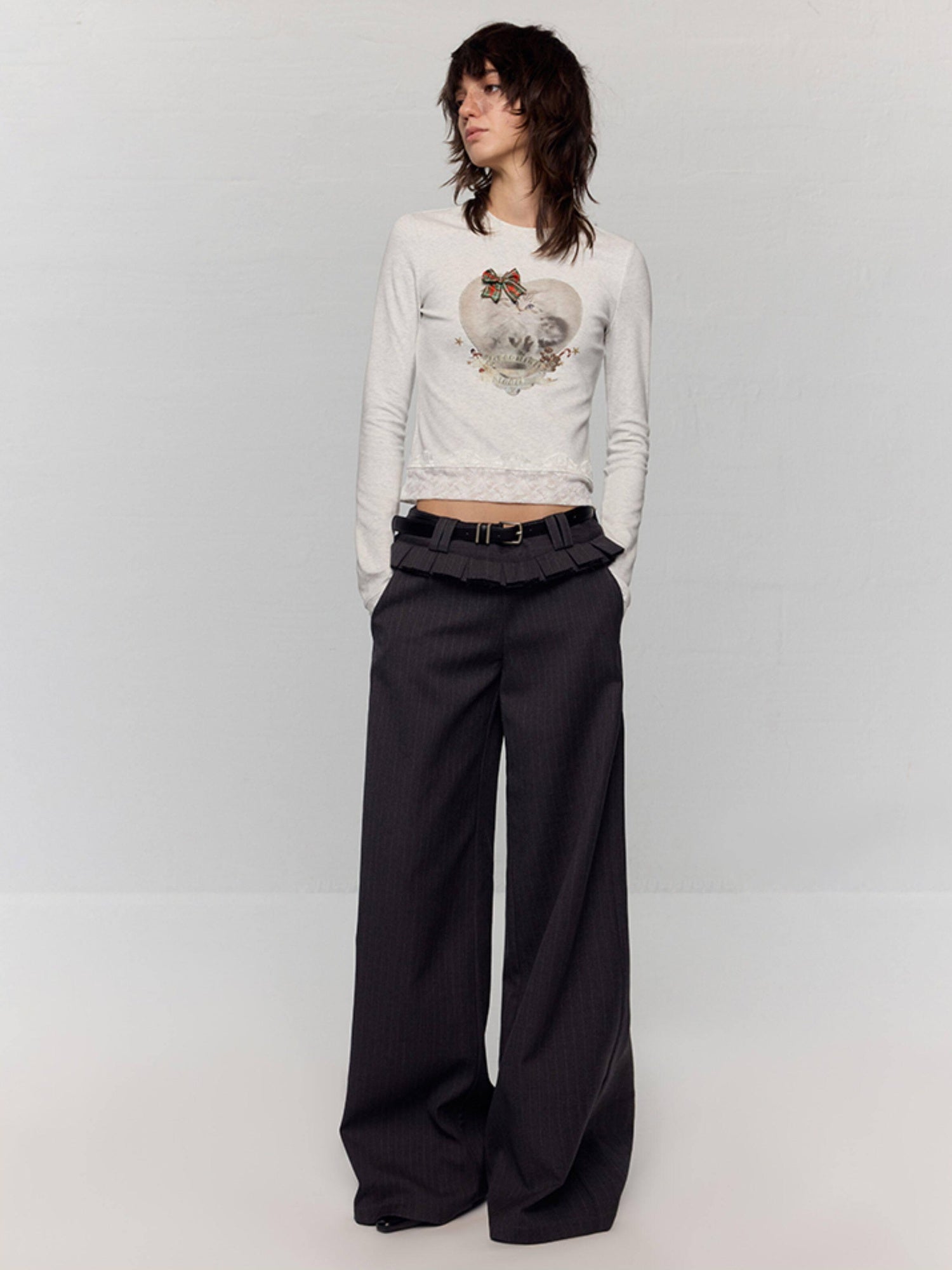 RUN TO THE FUTURE Original Low Waist Zip Fly Pocket Gray Womens Viscose Stretch Straight Pants