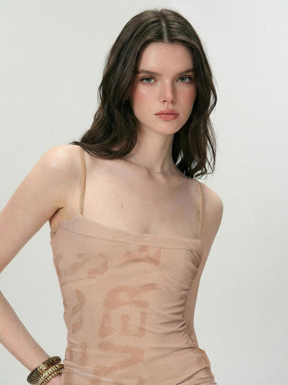 The NeverMore Tencel Blend Slim Fit Spaghetti Strap Letter Print Women Everyday Camisoles