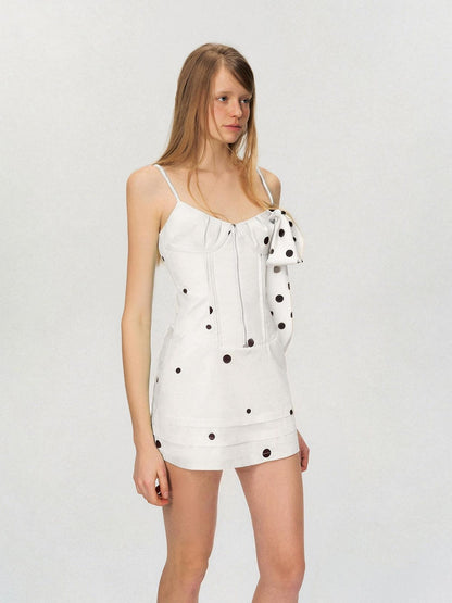 The NeverMore Colorblock Sleeveless Cinched Waist Slim A Line Cotton City Mini Dresses