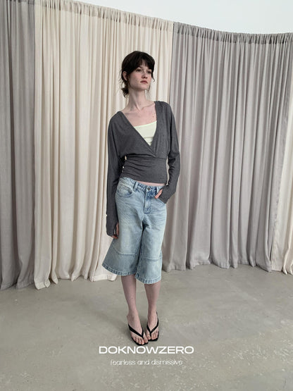 DKZ OFFICIAL Gray Colorblock Batwing Sleeve Women&
