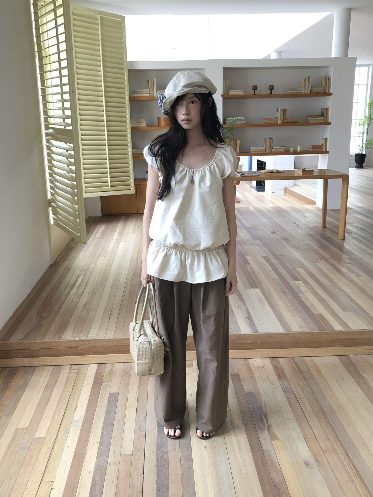 Dorydory Ivory Vintage Puff Sleeve Women&
