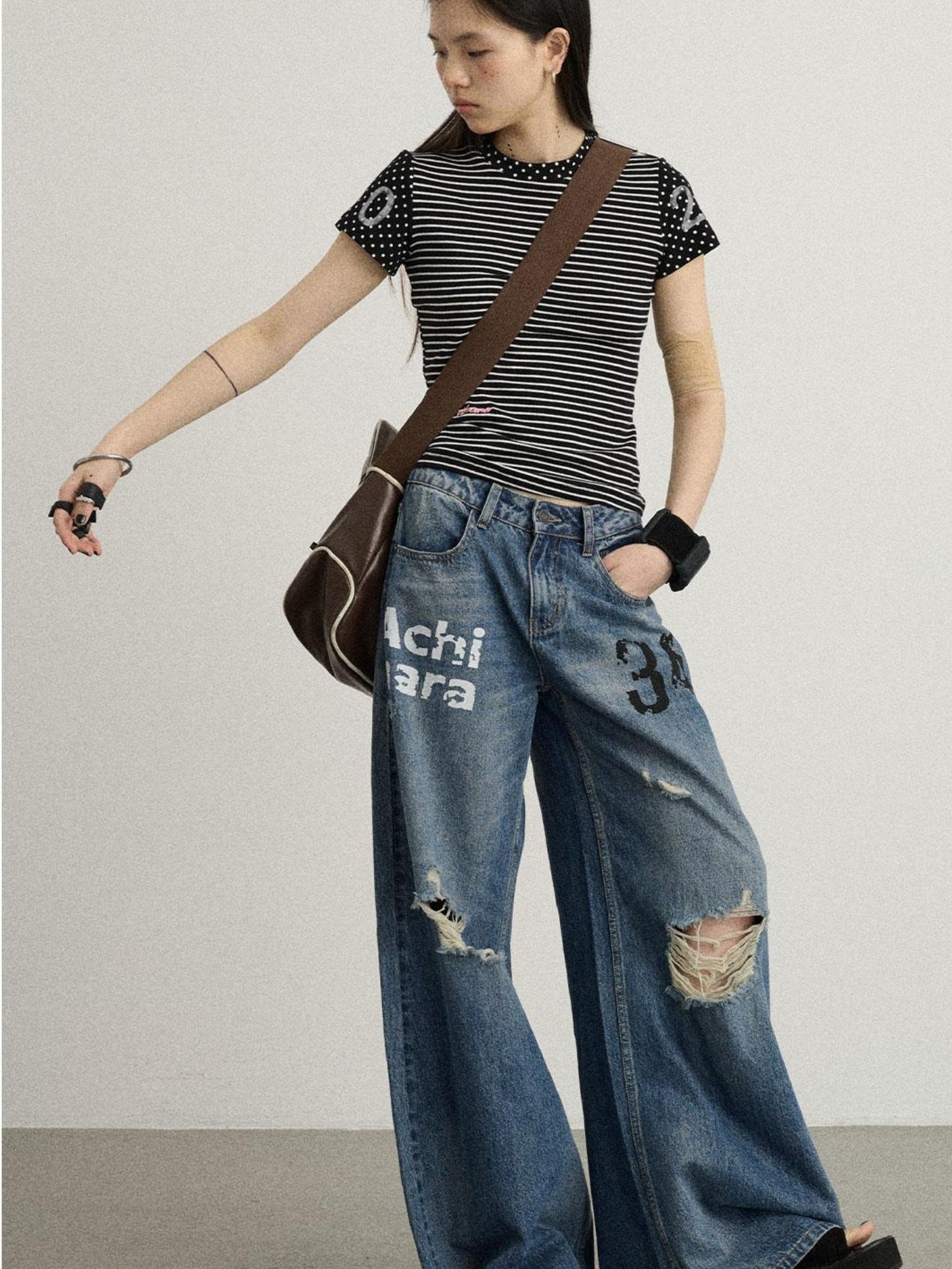 Achihara 34 Envelope Ultra Wide Leg Jeans For Women