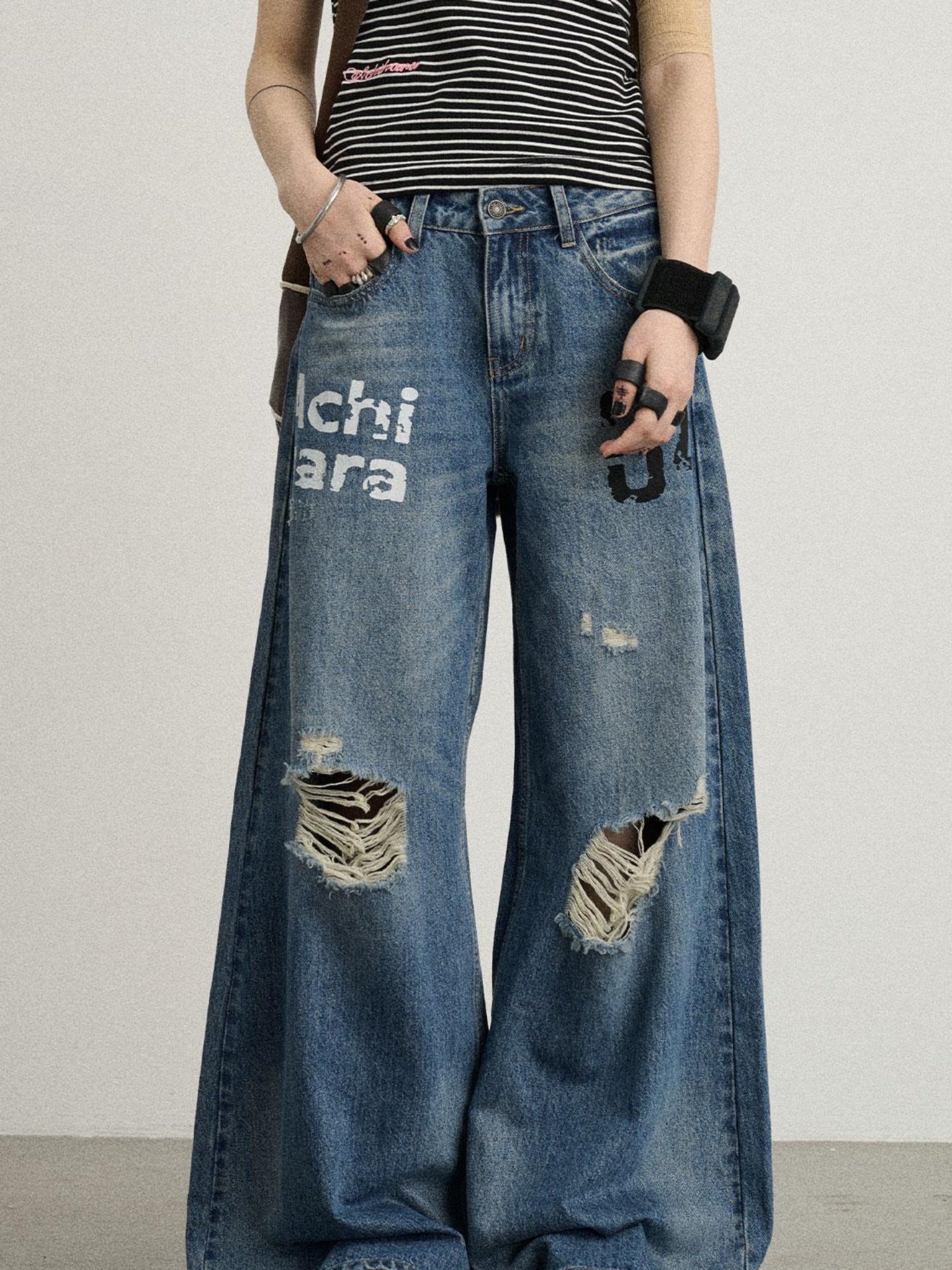 Achihara 34 Envelope Ultra Wide Leg Jeans For Women