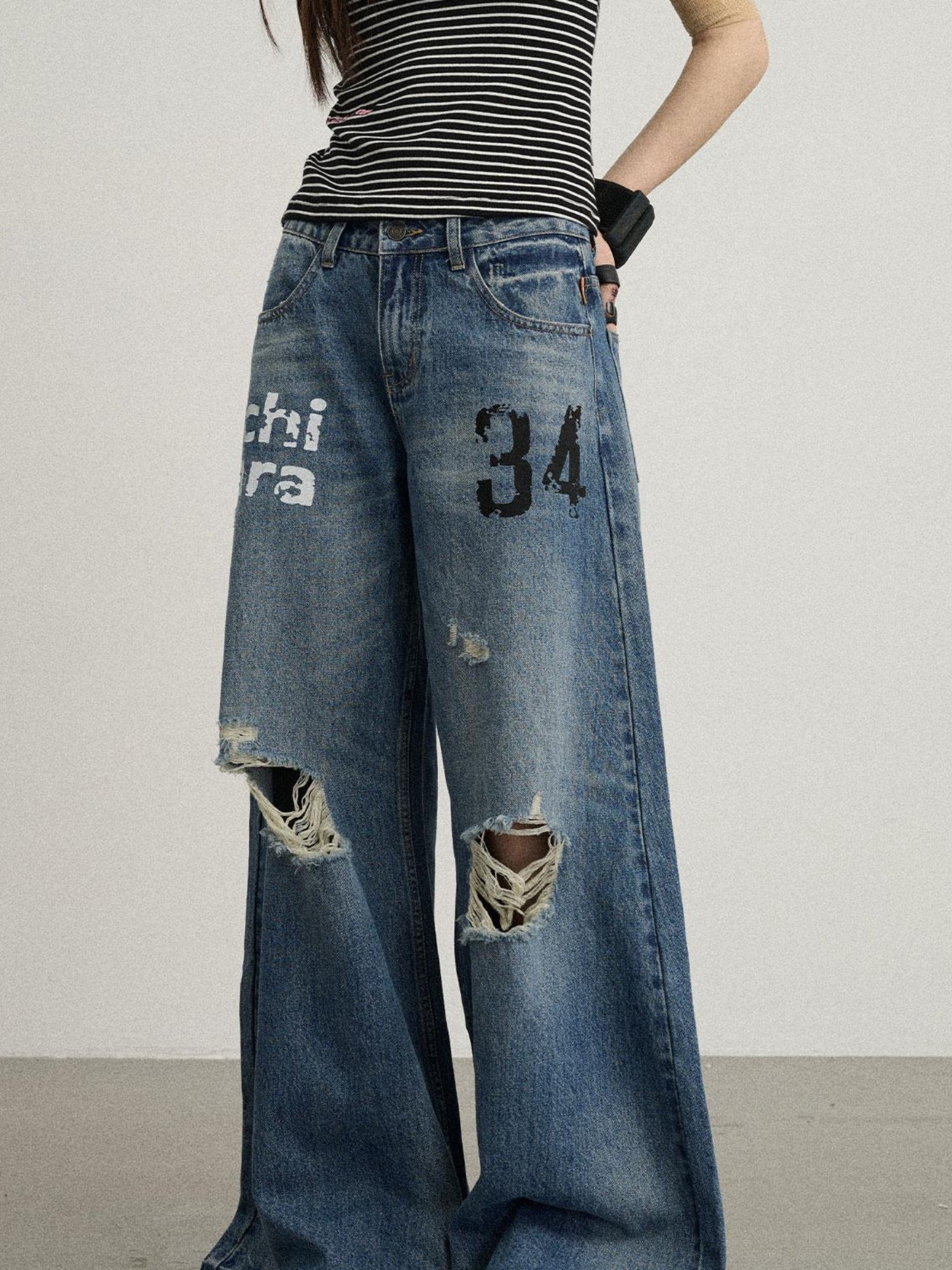 Achihara 34 Envelope Ultra Wide Leg Jeans For Women
