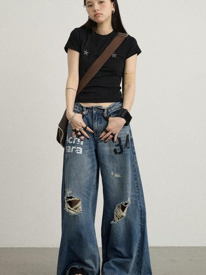 Achihara 34 Envelope Ultra Wide Leg Jeans For Women