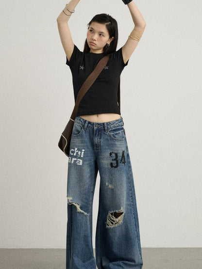 Achihara 34 Envelope Ultra Wide Leg Jeans For Women