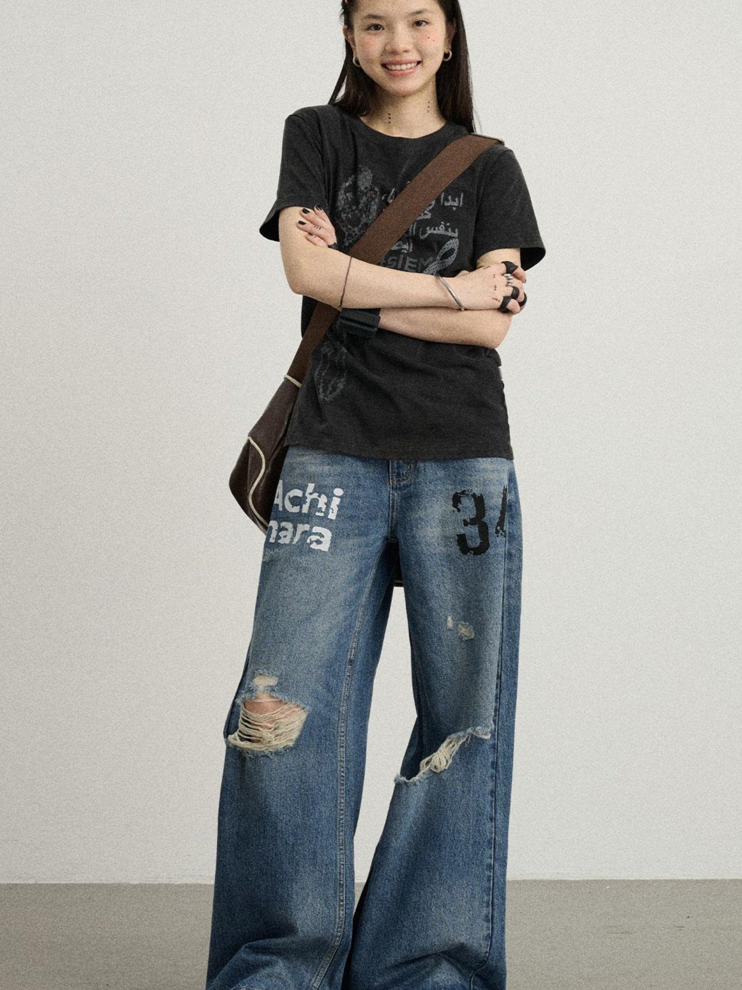 Achihara 34 Envelope Ultra Wide Leg Jeans For Women